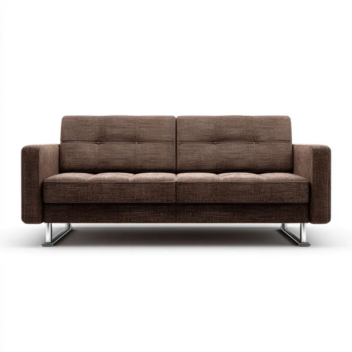 Sofa, 2-osobowa fotelik z sofą w brązowym poliestrze z metalową nóżką, 170 x 85 x 85 cm