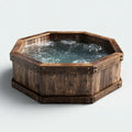Basen, Brązowy jacuzzi ośmiokątny w litym drewnie sosnowym 210 x 210 x 100 cm