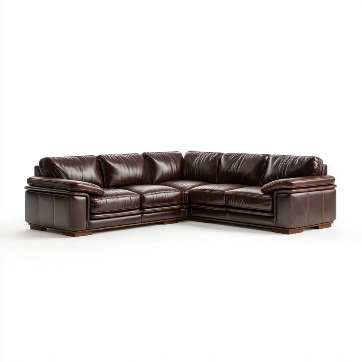 Sofa, Naprawiono narożnik sofa 5 ciemnobrązowe fotele w PU syntetyczna skóra, 320 x 320 x 90 cm