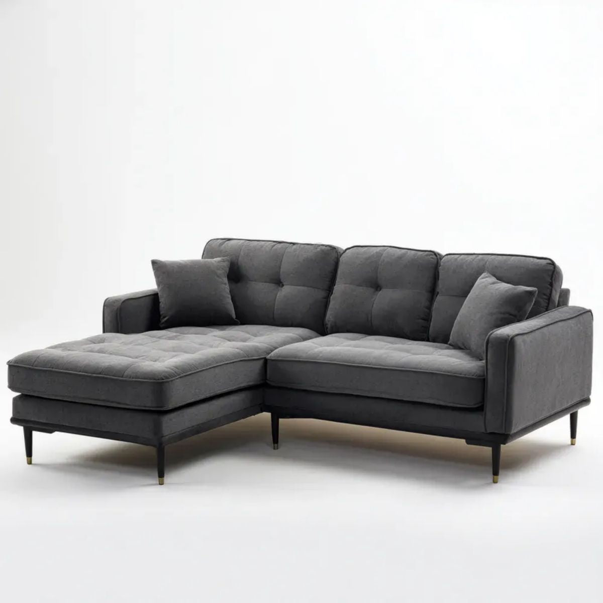 Sofa, 3-osobowa sofa w antracyt szary wiórowevelt, 230 x 150 x 85 cm