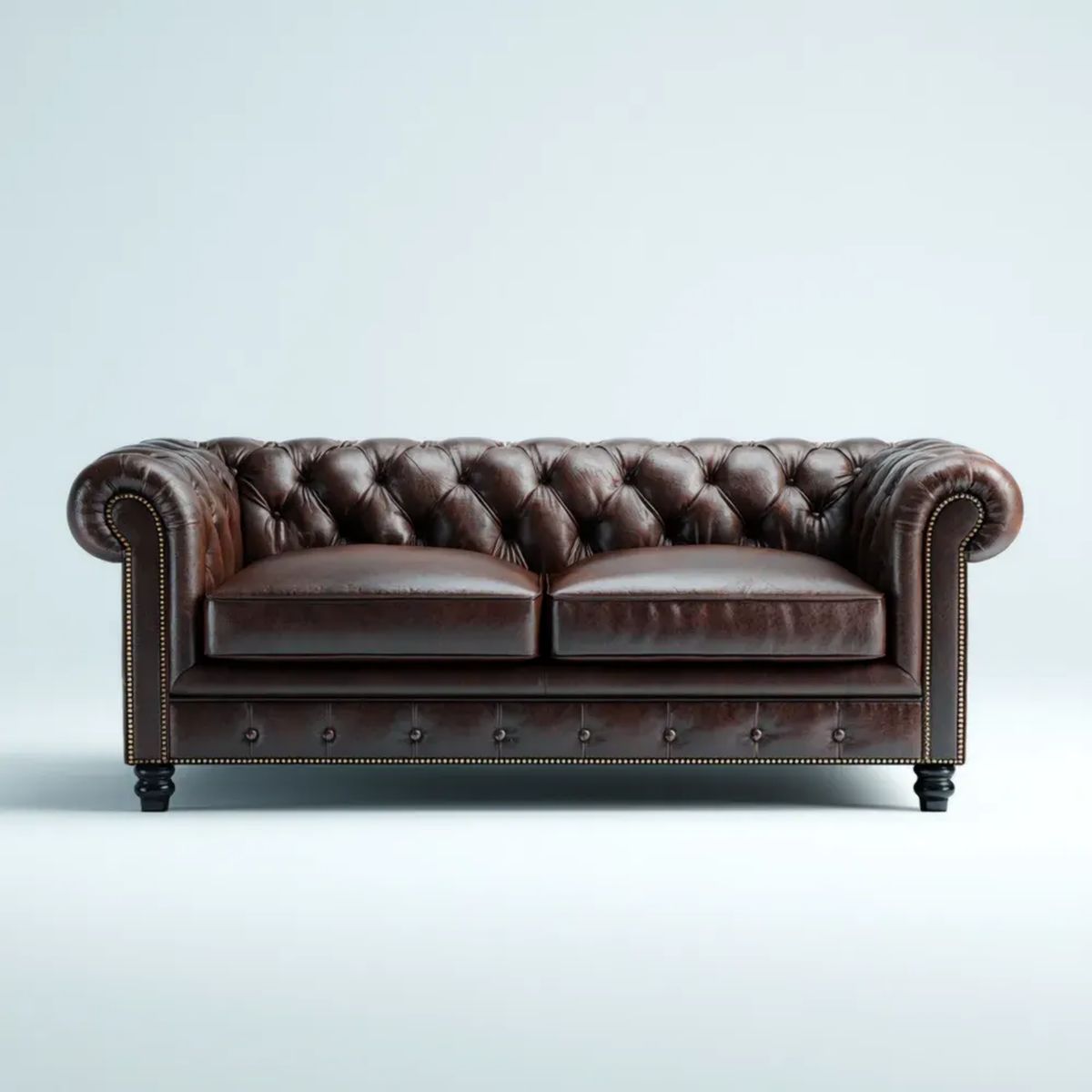 Sofa, Chesterfield 2 Bethleseater Bethlesive Seatherafop in Bethledark Bethlebber Bethletic syntetic skelle 180 x 90 x 78 cm