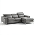 Sofa, Elektryczny relaks sofa siwy szary ze skóry syntetycznej PU 270 x 165 x 102 cm z szezlongiem siwym prawo