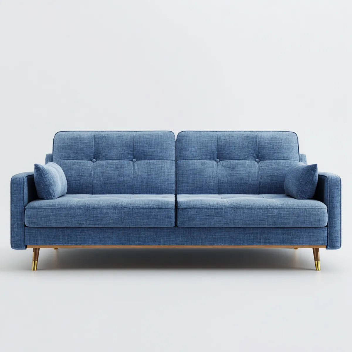 Sofa, 3- fotela sofa niebieski 220 x 90 x 88 cm poliester prostokątna