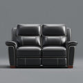 Sofa, 2 fotela fotelik sofa czarny ze skóry syntetycznej poliuretanowej PU 165 x 95 x 100 cm