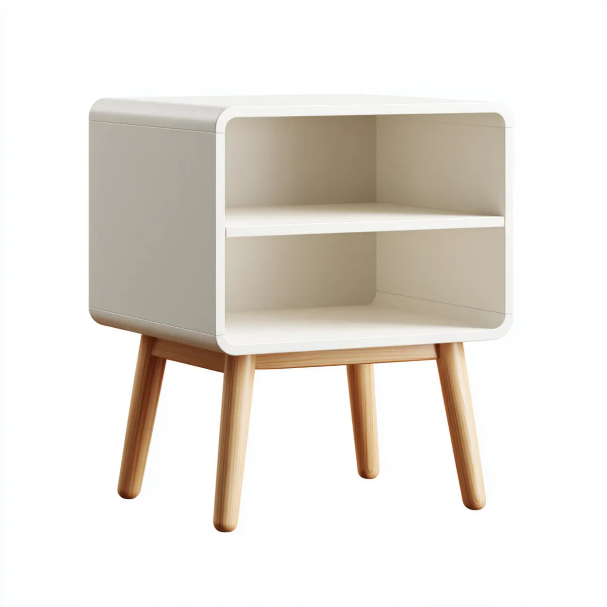 Szafka nocna, Stół z boku łóżka Biała 40 x 40 x 55 cm MDF z drewnianymi nogami prostokątnymi
