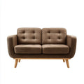 Sofa, 2 brązowe PU skórzana sofa z drewnianymi nóżkami, 138 x 78 x 83 cm