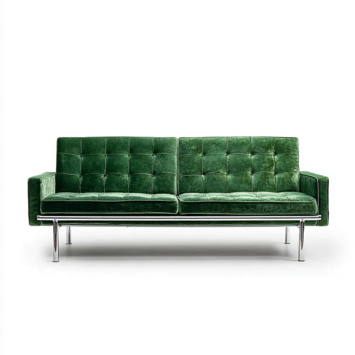Sofa, 3-osobowa w sofie w sofie w sofie ciemnozielonym z chromowaną stalą, 213 x 84 x 79 cm
