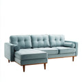 Sofa, 3-osobowa w sofie w kolorze szarym, niebieskim, z lewym szezlongiem, 230 x 150 x 86 cm