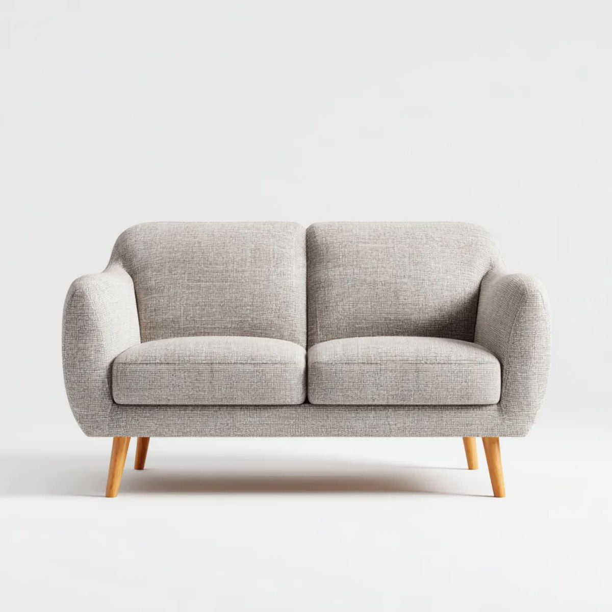 Sofa, 2-osobowa sofa w kolorze jasnoszarym poliester z litymi drewnianymi nóżkami, 145 x 78 x 82 cm
