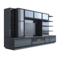 Szafka RTV, Czarna MDF i szkło hartowane szkło, 300 x 40 x 220 cm
