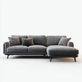 Sofa, 3-osobowa w kolorze siwym narożniku sofa w poliestrowym antracycie szarym z szezlongiem 290 x 165 x 85 cm