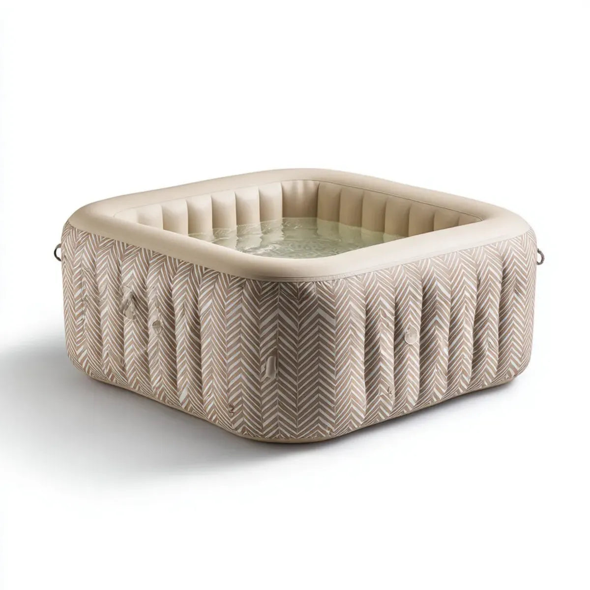 Basen, 180 x 180 x 65 cm beżowy kwadratowy nadmuchiwany spa laminowane PVC dla 4 osób
