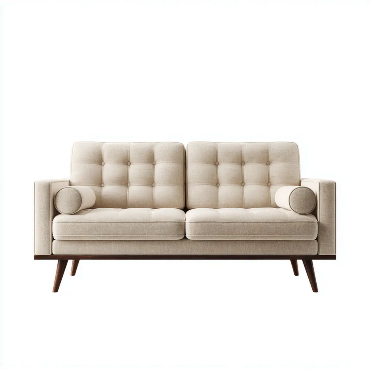 Sofa, Podwójna sofa w poliestrze z drewnianymi nóżkami, 160 x 85 x 86 cm