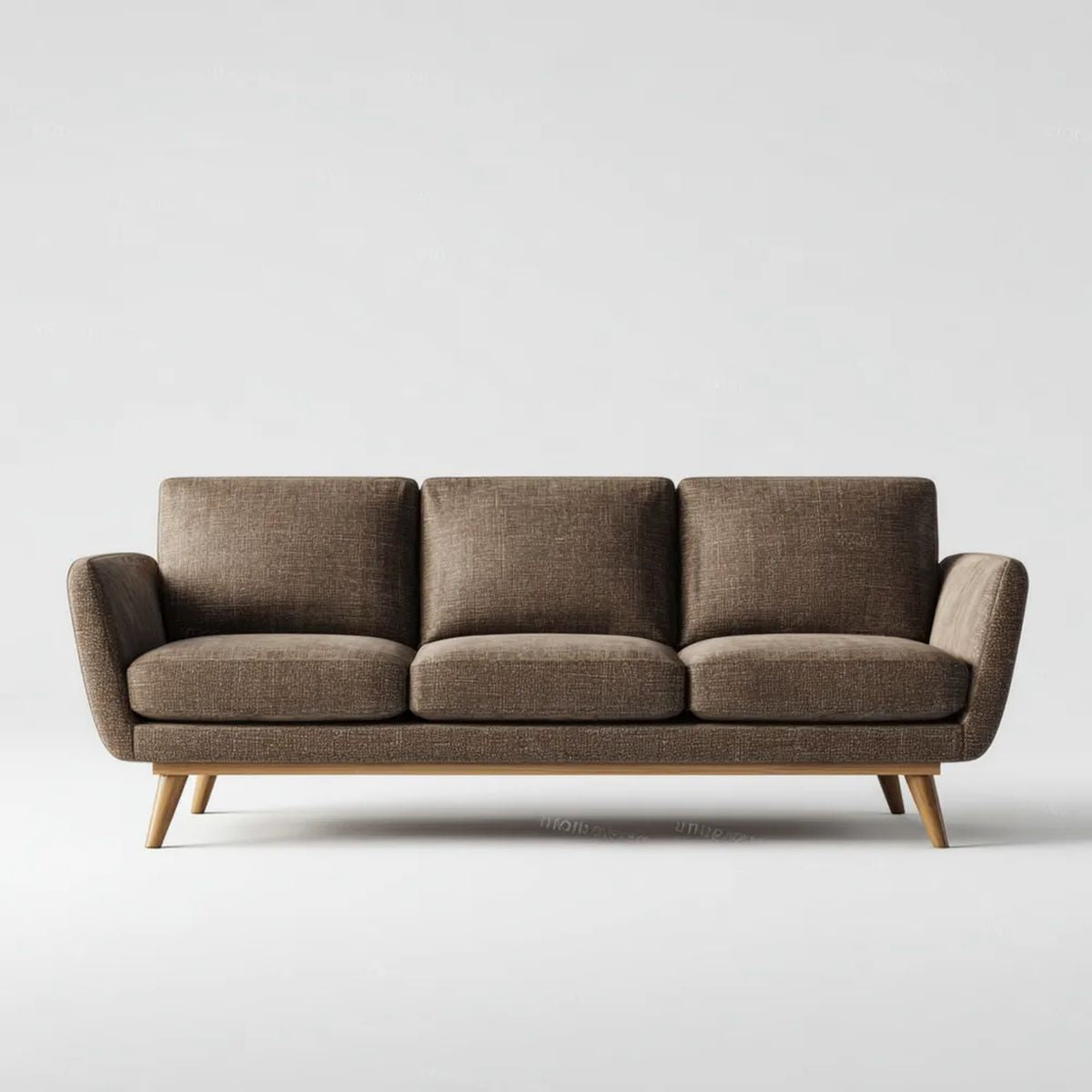 Sofa, 3 brązowe poliestrowe sofa z litego drewna nogi, 200 x 85 x 82 cm