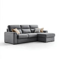 Sofa, 3-osobowa sofa w poliestrowym antracycie szary z szezlongiem brązowy, 270 x 165 x 88 cm