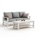 Sofa ogrodowa, Meble ogrodowe 2 pokój sofa 3 siedzenia i stolik kawowy biały szary w litej sosnie 190 x 70 x 68 cm