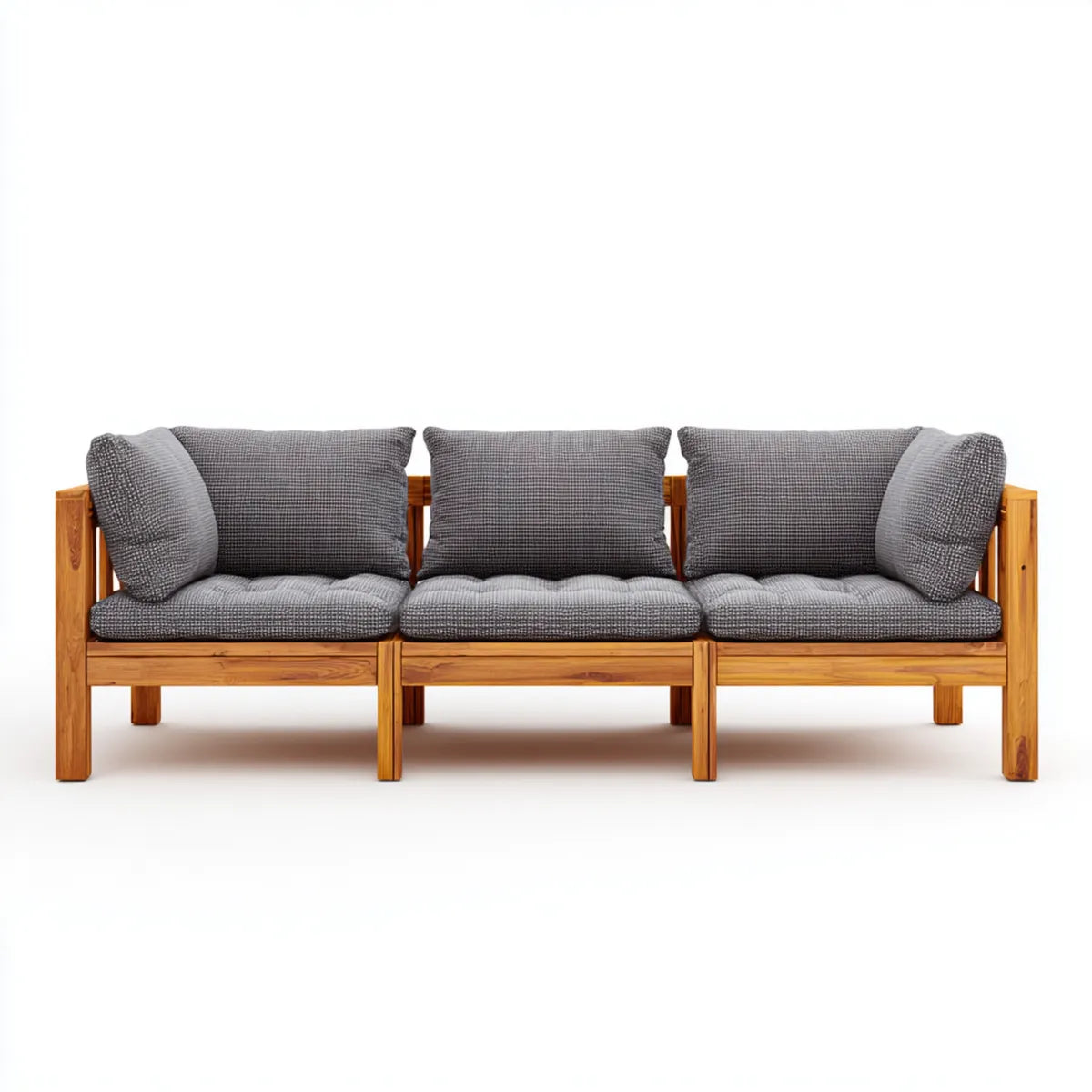 Sofa ogrodowa, 3 kwadraty prosta kanapa ogrodowa w litym drewnie akacjowym 225 x 75 x 70 cm