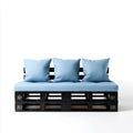 Sofa ogrodowa, Tapczan ogrodowy w paletach czarnych z poduszkami jasnoniebieskimi 120 x 80 x 75 cm prostokątne drewno lite