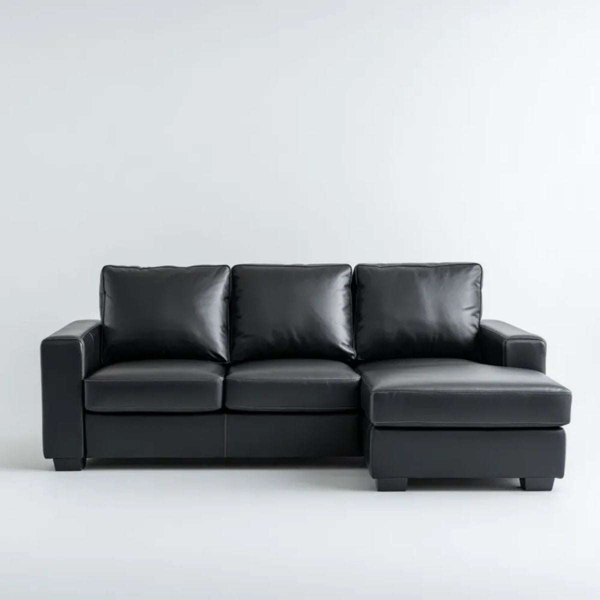 Sofa fixed 3 fixseater czarny w PU fixyphyphyphytic skóry z fixistrist meridian, 240 x 150 x 85 cm