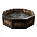 Basen, Zewnętrzny jacuzzi ośmioboczny brązowy i czarny w jodle litej i PVC 200 x 200 x 90 cm