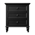 Szafka nocna, Stół z 3 szufladami Czarna 76 x 43 x 76 cm MDF Prostokątny