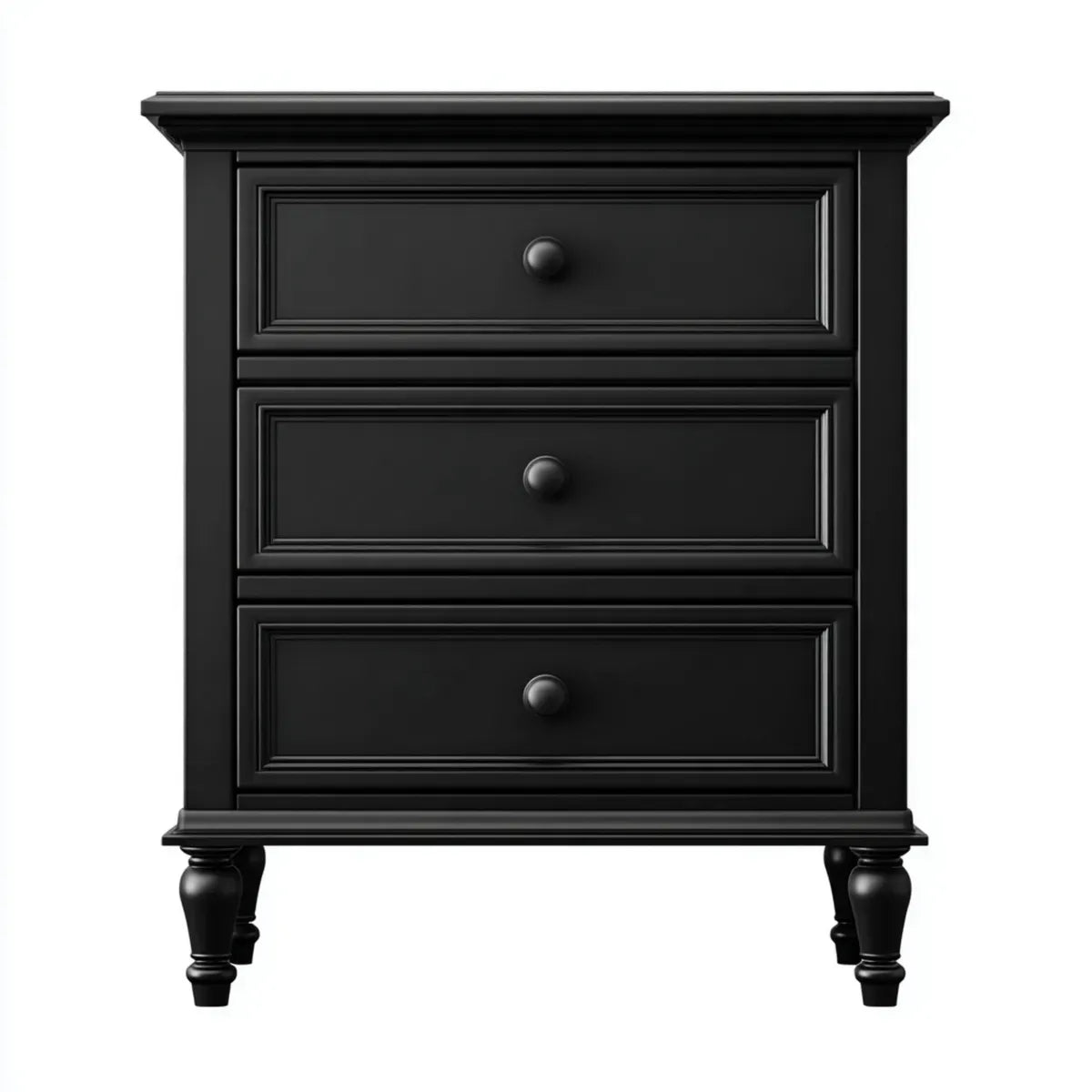 Szafka nocna, Stół z 3 szufladami Czarna 76 x 43 x 76 cm MDF Prostokątny