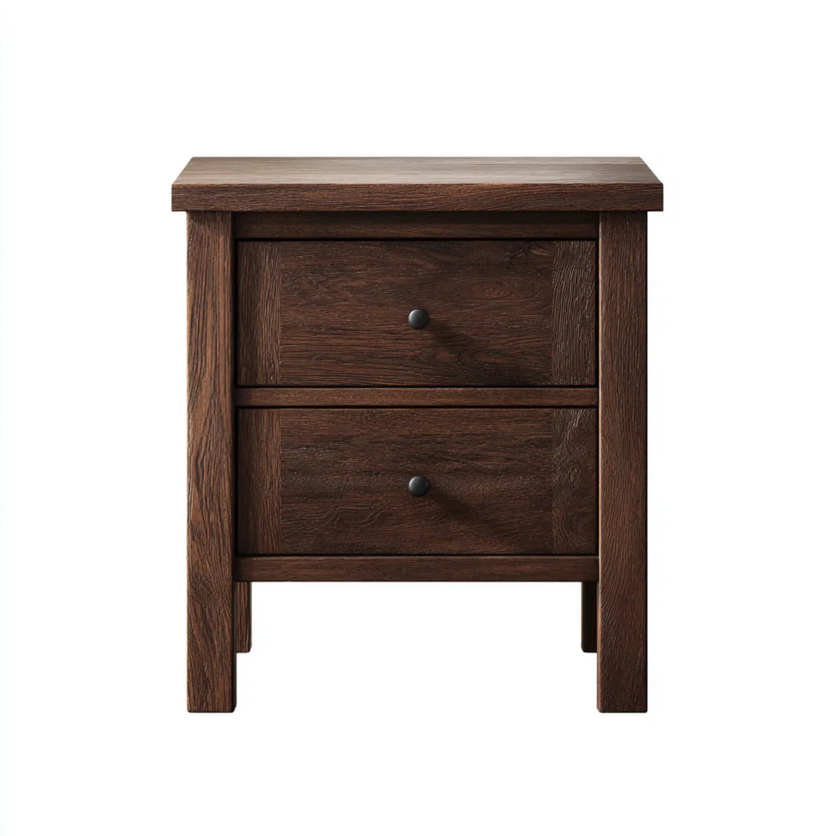 Szafka nocna, Stolik z 2 szufladami ciemnobrązowe 50 x 40 x 60 cm lite drewno prostokątne
