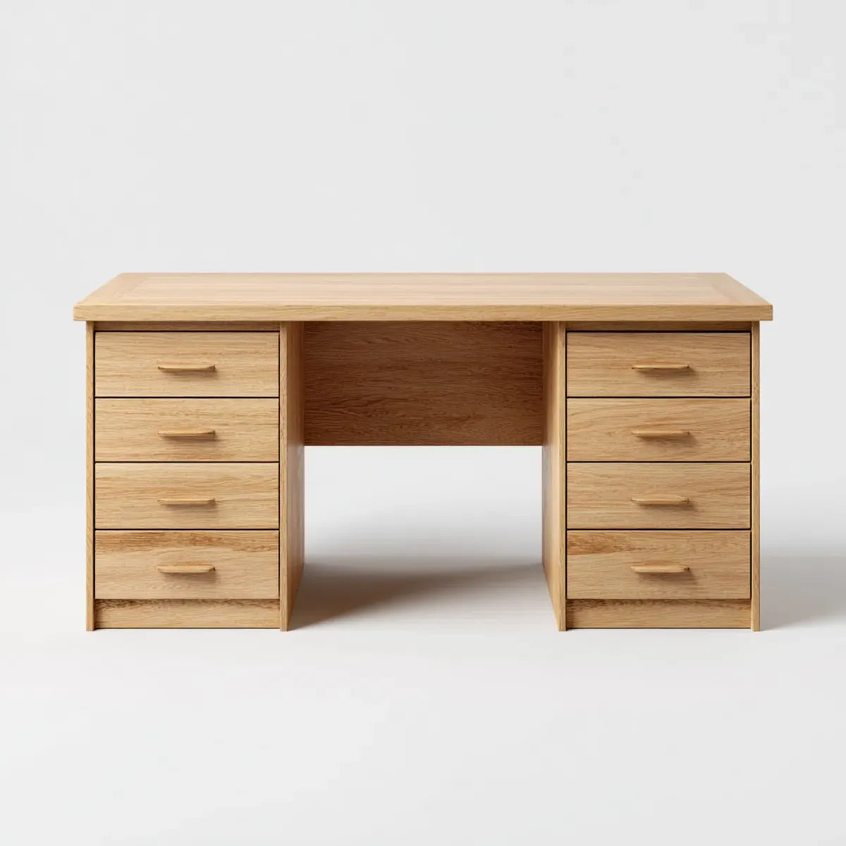 Biurko, Szafka 8 szuflady dąb naturalny 160 x 70 x 75 cm lite prostokątne drewno