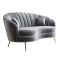 Sofa, Szara 2-osobowa sofa w poliestrze Belivelvet, złoto belivet metal nóżki, 160 x 85 x 78 cm