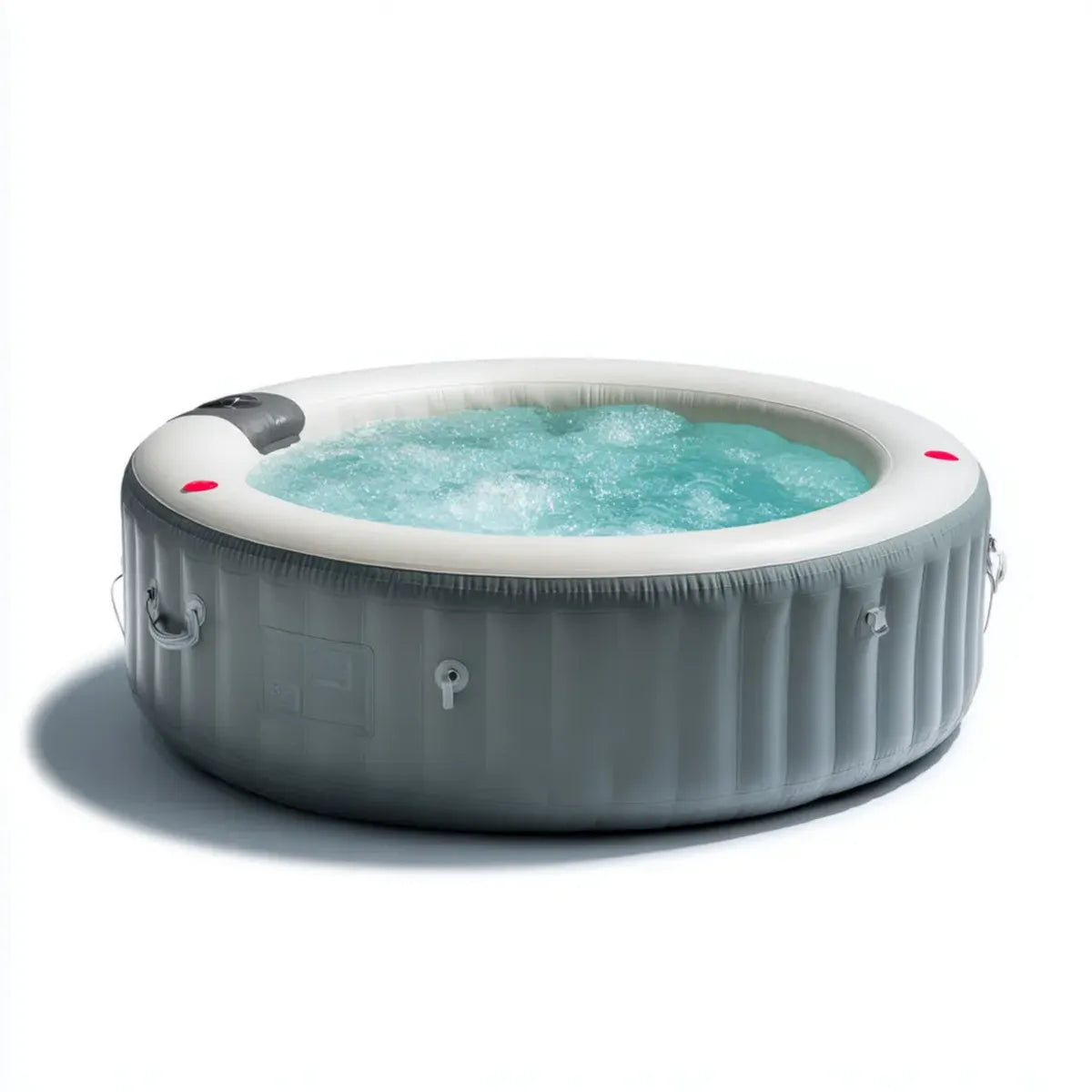 Basen, Okrągłe nadmuchiwane spa z białym i szarym PVC pęcherzyki 196 x 71 cm