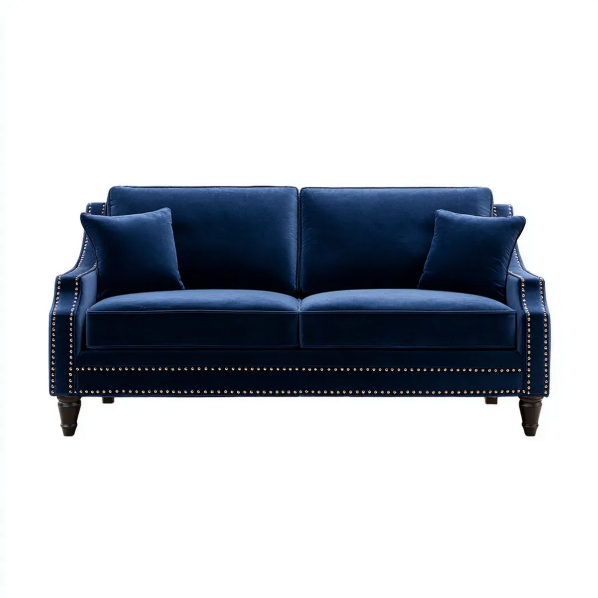 Sofa, 2 fotele Brittany Navy Brittanblue Seansofa w Brittanvelt z ciemnym Brittanbrąz nóżki, 160 x 86 x 86 cm