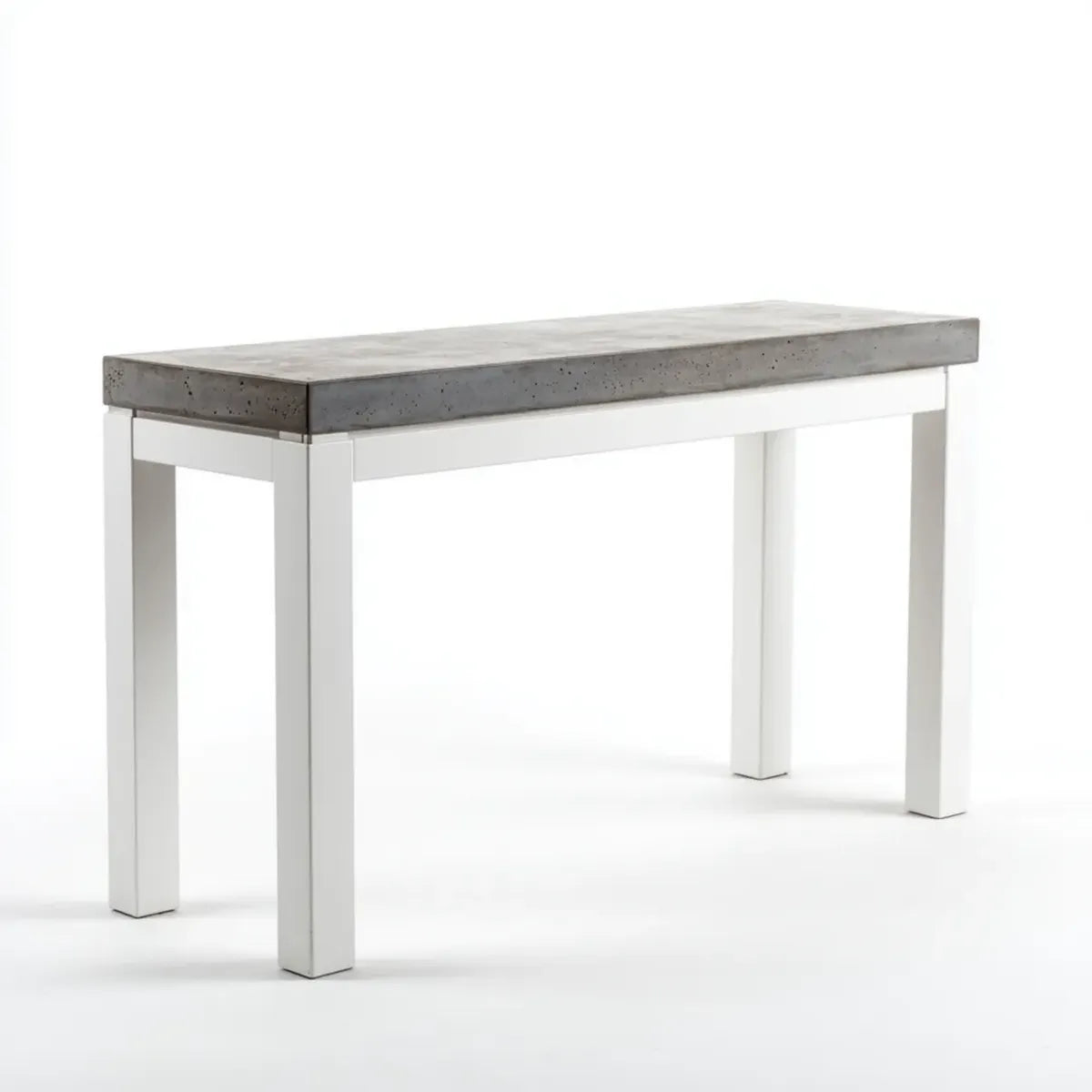 Konsola, Konsolowy biały i szary beton 120 x 40 x 76 cm w prostokątnym MDF