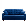 Sofa, 2-osobowa sofa w nocy niebieski velvet z drewnianymi nóżkami, 160 x 83 x 85 cm