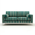 Sofa, 2 fotela w ciemnozielonym i off- białym poliestrowym tkaniny, 170 x 85 x 82 cm, z cylindrycznymi poduszkami