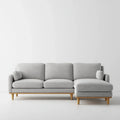Sofa, 3-osobowa przezroczysty szary poliester sofa z szezlongiem w prawo 250 x 150 x 85 cm