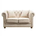 Sofa, Prosta tapicerowana sofa 2 beżowe poliestrowe fotele 170 x 90 x 86 cm